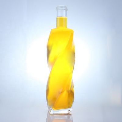 Customized Logo Speziell geformte Glasflasche Spirituosen 700ml 750ml mit Schraubkappe