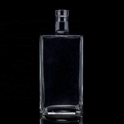 Siebdruck 1000 ml klare Glasflasche für Wodka quadratische Form mit Schraubkappe