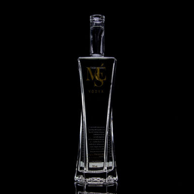 Exquisite Design Wodka Alkoholflasche Klar oder angepasst 750 ml Glasflasche mit Kork