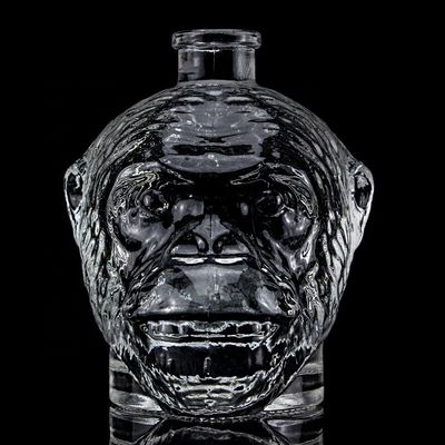 Einzigartiges Design 500 ml 750 ml Affenkopf Glasflasche für Wodka Likör mit Kork