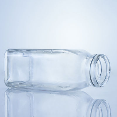 Klar oder angepasst 280ml 350ml 500ml Quadratglas-Saftflasche mit angepasstem Logo