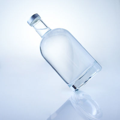 Runde Glasflasche 375 ml klare leere Flasche für Spirituosen mit Säure-Etsch-Oberflächenbehandlung