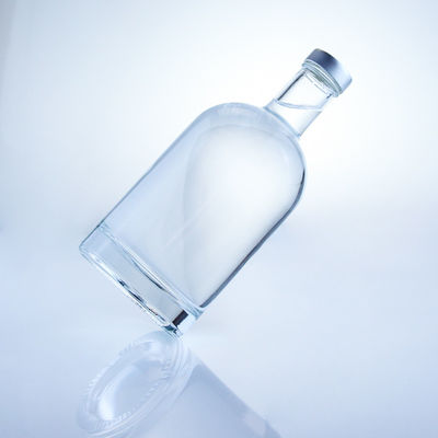 Runde Glasflasche 375 ml klare leere Flasche für Spirituosen mit Säure-Etsch-Oberflächenbehandlung