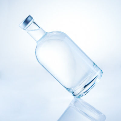 Runde Glasflasche 375 ml klare leere Flasche für Spirituosen mit Säure-Etsch-Oberflächenbehandlung