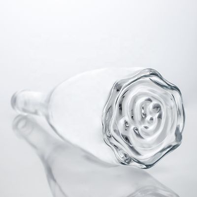 Custom Logo Einzigartiges Blumenboden Super Flint Langhals 750ml Glasflasche für Gin Kork
