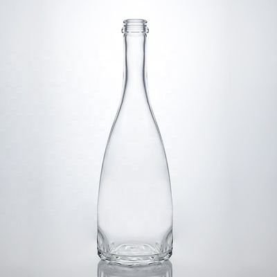 Custom Logo Einzigartiges Blumenboden Super Flint Langhals 750ml Glasflasche für Gin Kork