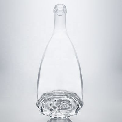 Custom Logo Einzigartiges Blumenboden Super Flint Langhals 750ml Glasflasche für Gin Kork