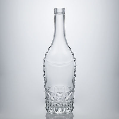 Maßgeschneiderte Form 750 ml Chrompolierte Seidendruck Schaumwein Champagner Glasflasche mit Metalletiketten