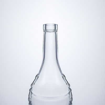 Maßgeschneiderte Form 750 ml Chrompolierte Seidendruck Schaumwein Champagner Glasflasche mit Metalletiketten