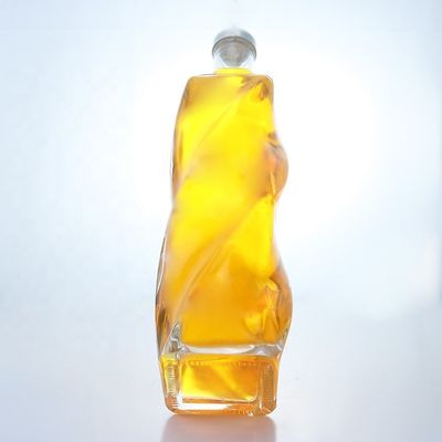 Customized Logo Speziell geformte Glasflasche Spirituosen 700ml 750ml mit Schraubkappe