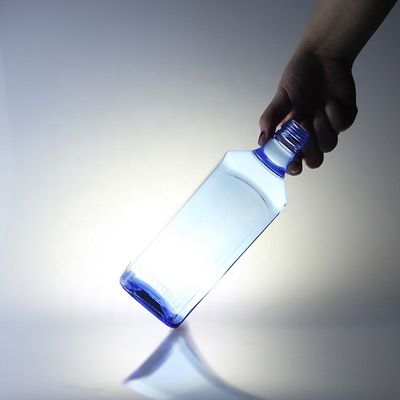 Acid Etch Custom Design Quadrat 750ml Blaue Glasflaschen für Wodka Whisky Einzigartig