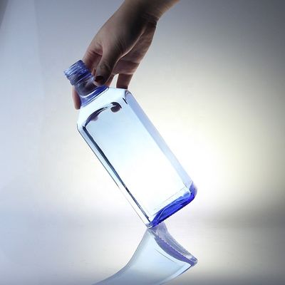 Acid Etch Custom Design Quadrat 750ml Blaue Glasflaschen für Wodka Whisky Einzigartig