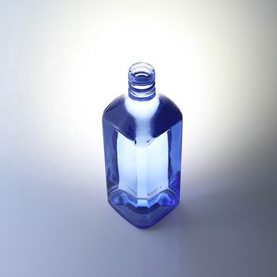 Acid Etch Custom Design Quadrat 750ml Blaue Glasflaschen für Wodka Whisky Einzigartig