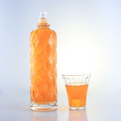 750 ml transparente Glasflasche mit Gravierungen für Gin Rum Champagner Brandy Tequila Whisky Liquor