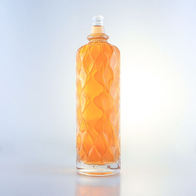 750 ml transparente Glasflasche mit Gravierungen für Gin Rum Champagner Brandy Tequila Whisky Liquor