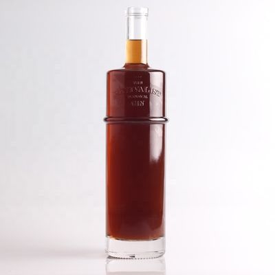 Tequila-Glasflasche mit 750 ml Ein-Liter-Gravur, rund und mit Korkverschluss