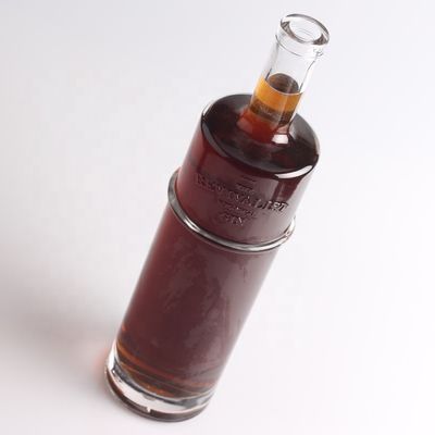 Tequila-Glasflasche mit 750 ml Ein-Liter-Gravur, rund und mit Korkverschluss
