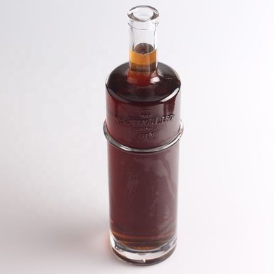 Tequila-Glasflasche mit 750 ml Ein-Liter-Gravur, rund und mit Korkverschluss