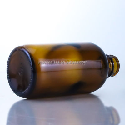 350 ml leere Glasflasche mit Seidenfilz und Warmstempel