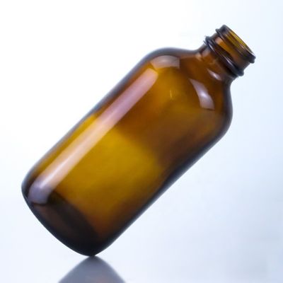 350 ml leere Glasflasche mit Seidenfilz und Warmstempel