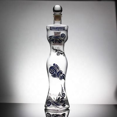 Einzigartige Frauenglasflasche mit Dekal und Auswahl an Kapazitäten
