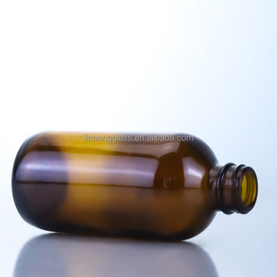 350 ml leere Glasflasche mit Seidenfilz und Warmstempel