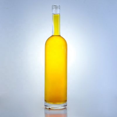 Customized Logo 700ml 750ml High Flint Round Shape Glasflasche mit Schraubenoberfläche