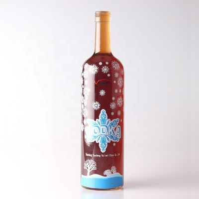 750 ml runde Glasflasche mit Korkkappe und individueller Oberflächenbehandlung
