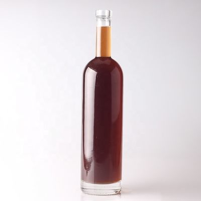 750 ml runde Glasflasche mit Korkkappe und individueller Oberflächenbehandlung