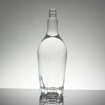 Crystal Flint Glass 750 ml runde Wodka-Glasflaschen mit Glaskragen