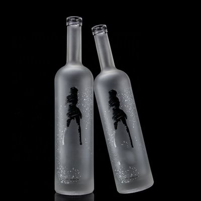 Glas 750 ml 500 ml Decal Druck Wodka Flasche mit Frosted Design und Basismaterial