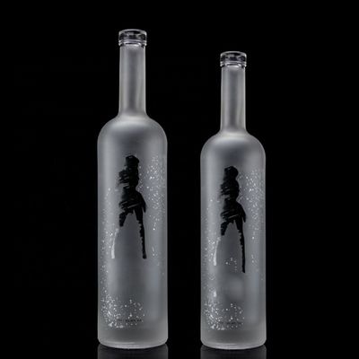 Glas 750 ml 500 ml Decal Druck Wodka Flasche mit Frosted Design und Basismaterial