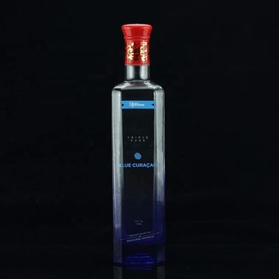 750 ml farbenfrohe Glasflasche mit goldenem Kragenmaterial und Design für Wodka