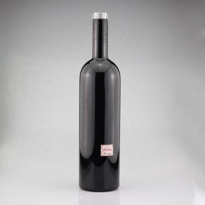 750 ml Glanzschwarzes Glas Wodka Gemalte Flaschen Siebdruck Gin Schließflasche
