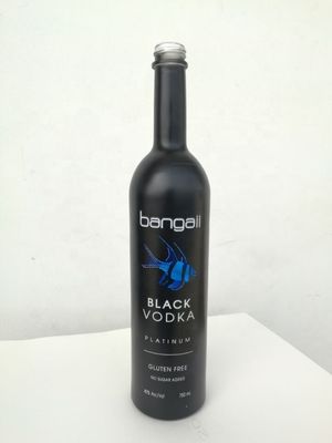 750 ml Glanzschwarzes Glas Wodka Gemalte Flaschen Siebdruck Gin Schließflasche
