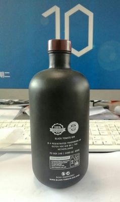 750 ml Glanzschwarzes Glas Wodka Gemalte Flaschen Siebdruck Gin Schließflasche