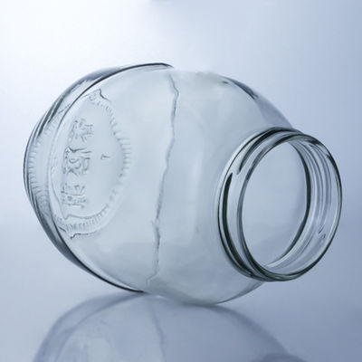 Durchsichtige runde Glasflasche für die Handhabung der Decal-Oberfläche in der Lebensmittelproduktionslösung