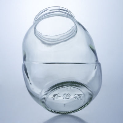 Durchsichtige runde Glasflasche für die Handhabung der Decal-Oberfläche in der Lebensmittelproduktionslösung