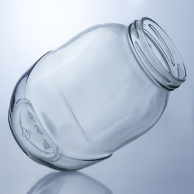 Durchsichtige runde Glasflasche für die Handhabung der Decal-Oberfläche in der Lebensmittelproduktionslösung
