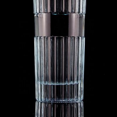 Pretty Light Blue 750ml 75cl Vertikalstreifen Wodka Flasche mit Deckel aus klarem Glas