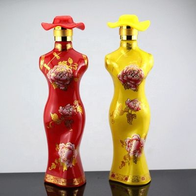 Sexy weibliche Körper Flasche Einzigartige Glas Flasche mit Kronenkappe