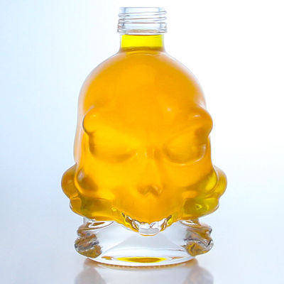 Decal Oberfläche Schädel Form Glas Flasche für Whisky Wodka Brandy Reifungstechnik