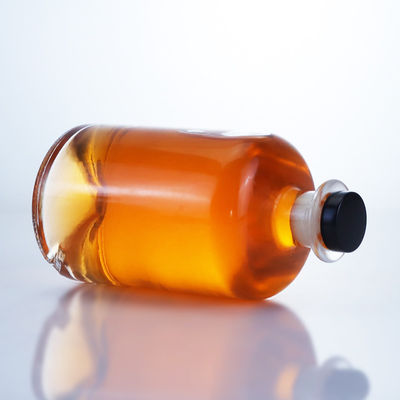 Glaskragen 750 ml Kurzer Hals Rund geformt Leer klares Flint Gin Rum Champagner Spirituosen Flasche mit Kork