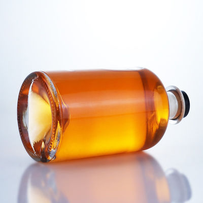 Glaskragen 750 ml Kurzer Hals Rund geformt Leer klares Flint Gin Rum Champagner Spirituosen Flasche mit Kork