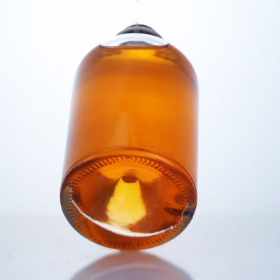Glaskragen 750 ml Kurzer Hals Rund geformt Leer klares Flint Gin Rum Champagner Spirituosen Flasche mit Kork