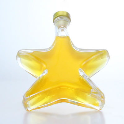 Whisky Gin Rum Wodka Glas Flasche Alkohol Sternenform mit Korkenoberfläche und Glasbasis