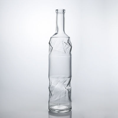 Oberflächenbehandlung Decal Custom Shape Prägnierte Glasflasche für Whisky Gin Rum