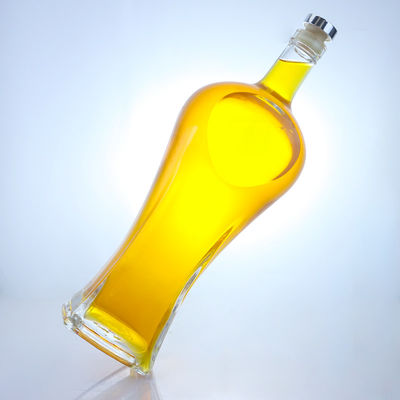 Durchsichtige oder individuell angepasste Glasflasche mit Korkkappe für Whisky, Wodka, Tequila, Gin und Rum