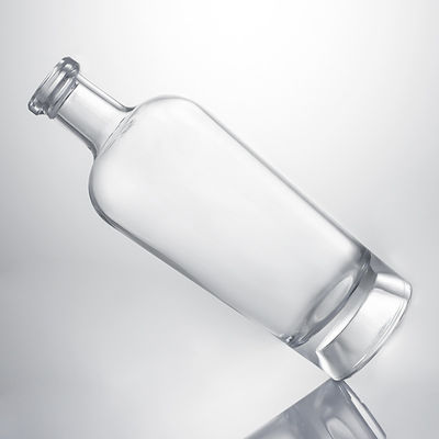 Whisky Gin Rum Super Flint Glasflasche mit benutzerdefiniertem Glaskragen und Korkkappe
