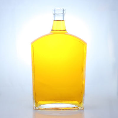 Glasflasche mit flacher Form für Whisky, Wodka, Tequila, Gin und Rum aus Körpermaterial Glas